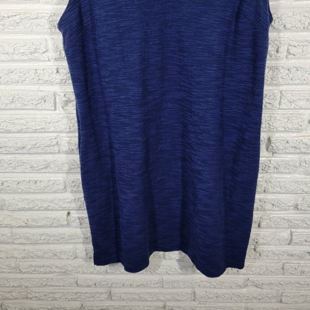 Liz Claiborne P2XL Dress Blue V-Neck Sleeveless Textured Knit Side Slit BLU76E - Picture 5 of 12